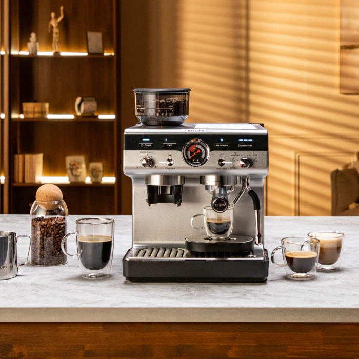 Espressor manual cu rasnita Krups Precision XP801T10, 15 bari, rezervor apa 3.5 L, 30 trepte de rasnire, 3 trepte temperatura, 3 trepte pre-infuzare,  [11]