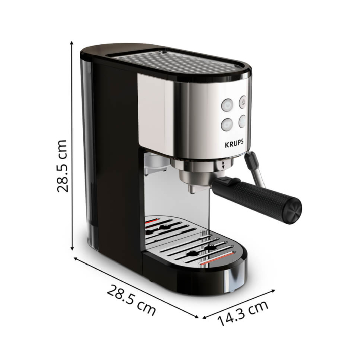 Espressor manual  KRUPS Virtuoso Essential XP441810, sistem ThermoBlock, rezervor apa de 1 L, design compact, presiune de 15 bari, negru & argintiu [4]