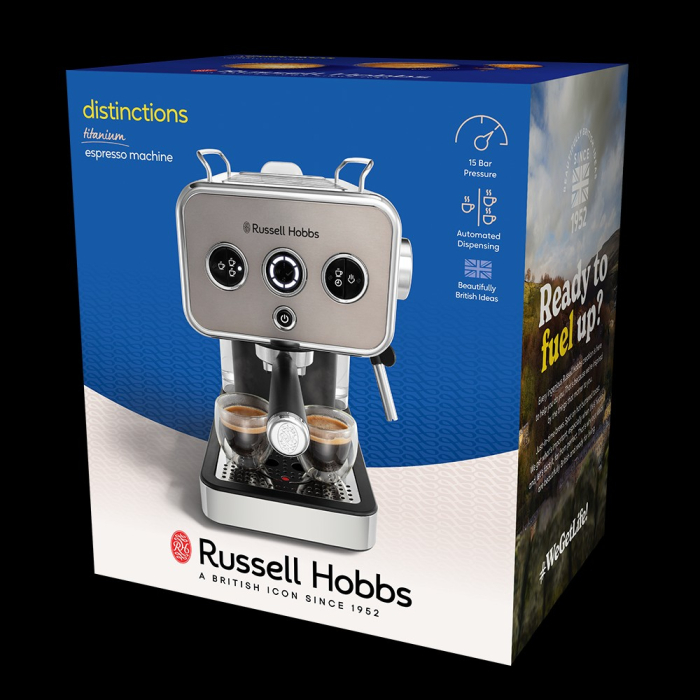 Espressor Russell Hobbs Distinctions, 15 bar, rezervor 1.2L, spumare lapte, incalzire rapida, titan [5]