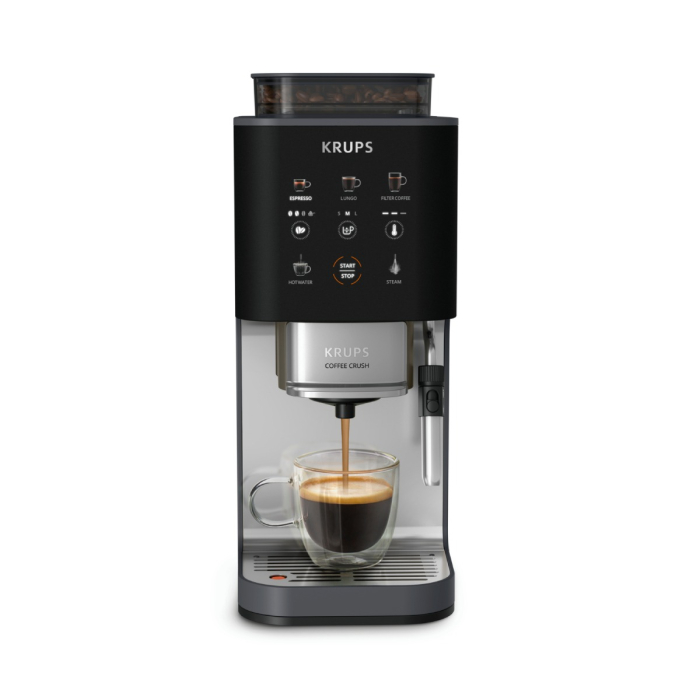 Espressor semi-automat Krups Coffee Crush SA404BE1, 1370 W, 15 bari, 6 retete, sistem bean-to-cup, rasnita inox, duza de abur pentru spumarea laptelui [10]