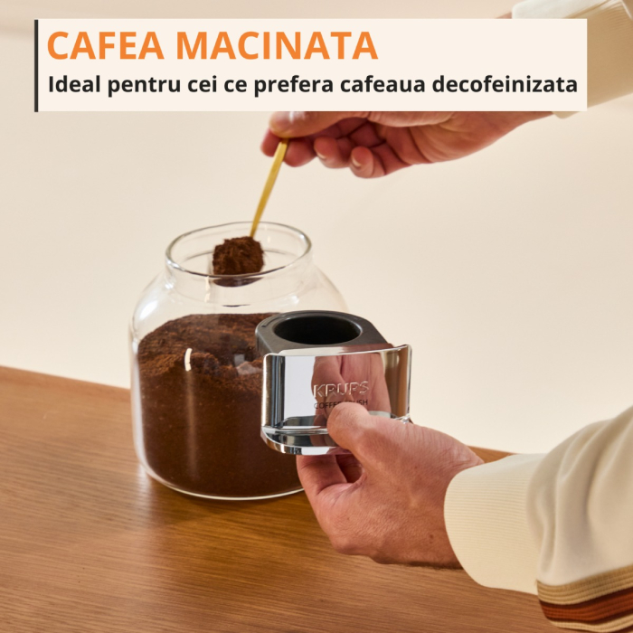 Espressor semi-automat Krups Coffee Crush SA404BE1, 1370 W, 15 bari, 6 retete, sistem bean-to-cup, rasnita inox, duza de abur pentru spumarea laptelui [5]