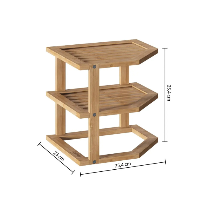 Etajera colt 5Five pentru bucatarie, 2 niveluri, bambus, 25x23x25 cm, maro natural [3]