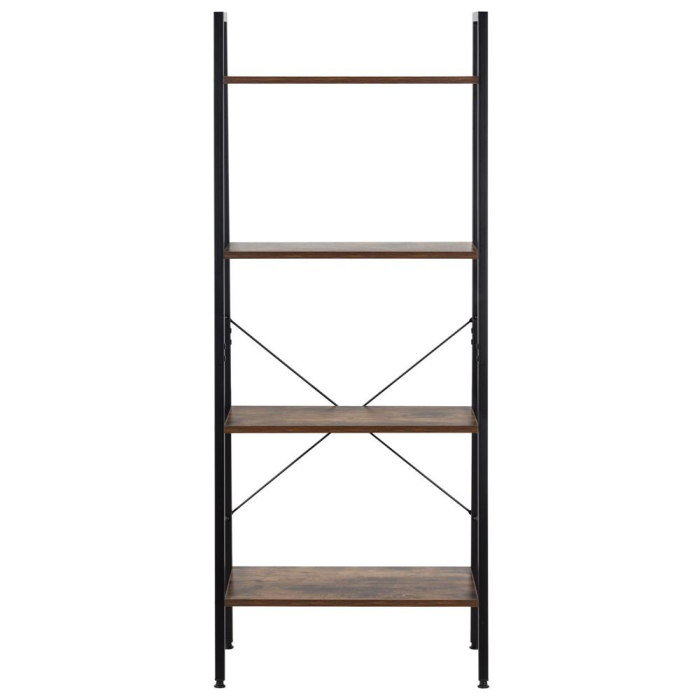 Etajera cu 4 rafturi, metal si MDF, stil industrial, 56x34x138 cm, maro inchis si negru [20]