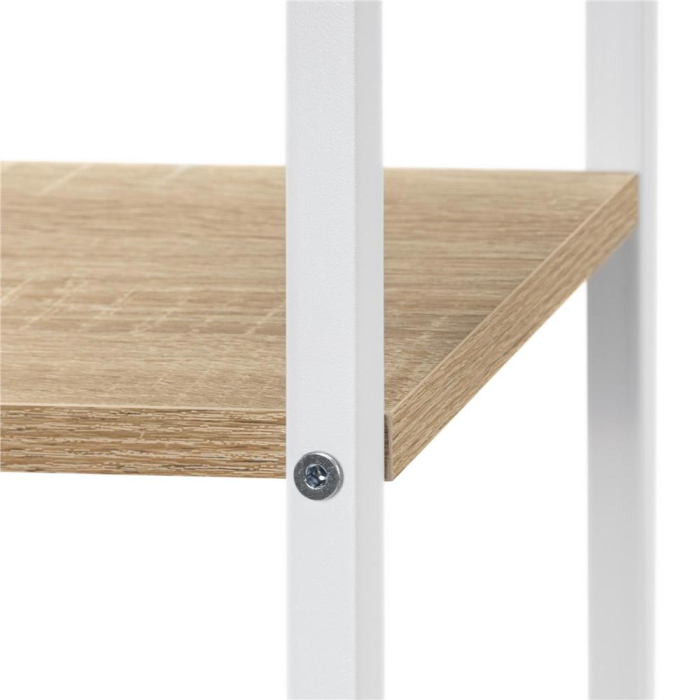 Etajera cu 6 rafturi din metal si MDF, 60x20x113 cm, alb si maro [13]