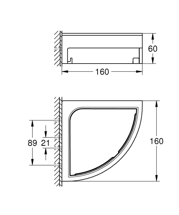 Etajera de colt Grohe 41106DC0, Start Cube, pe perete, 160 x 160 mm, mat, otel satinat [3]