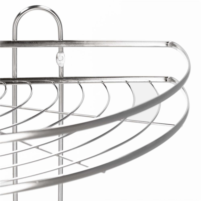 Etajera colt dus 3 polite inox, montaj perete, max 9 kg, margini protectie, 25x25x59 cm, argintiu [11]