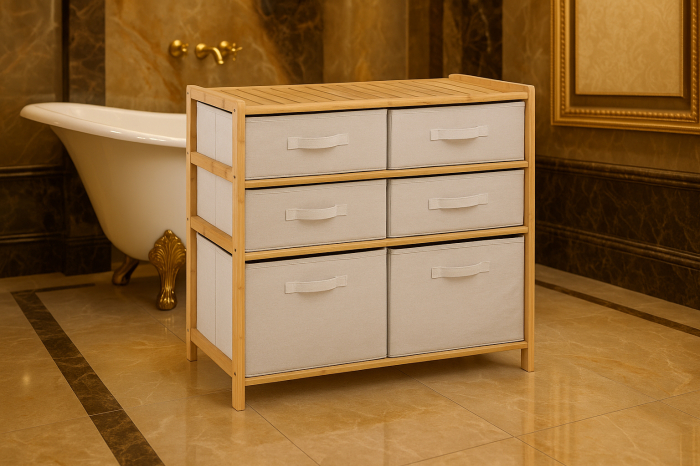 Etajera dubla 5Five Tidy Box, 6 compartimente, 66x33x78 cm, natur [2]