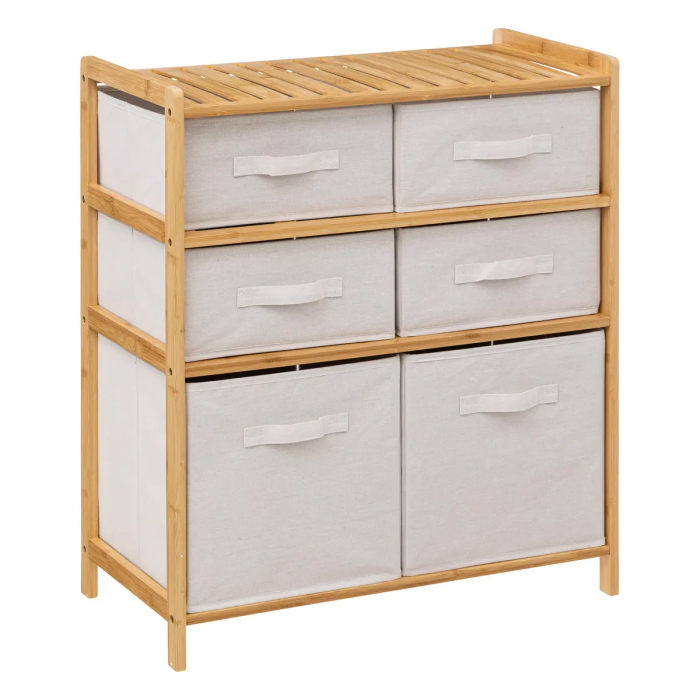 Etajera dubla 5Five Tidy Box, 6 compartimente, 66x33x78 cm, natur [1]