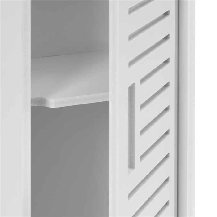 Etajera ingusta pentru baie, 3 rafturi si sertar suport hartie igienica, 80x17x16 cm, alb [20]