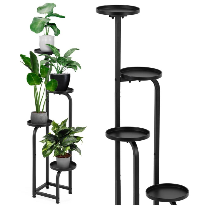 Etajera metalica cu 4 niveluri, structura solida, stil industrial, 22x22x115 cm, negru [3]