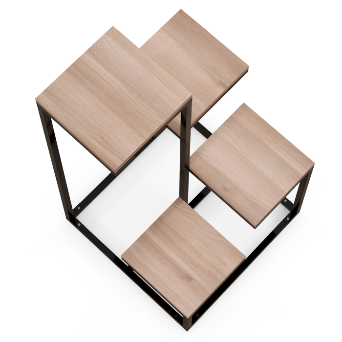  Etajera pentru Plante cu 4 Nivele din Otel si Lemn, 40x40x75.5 cm, Maro si Negru [8]