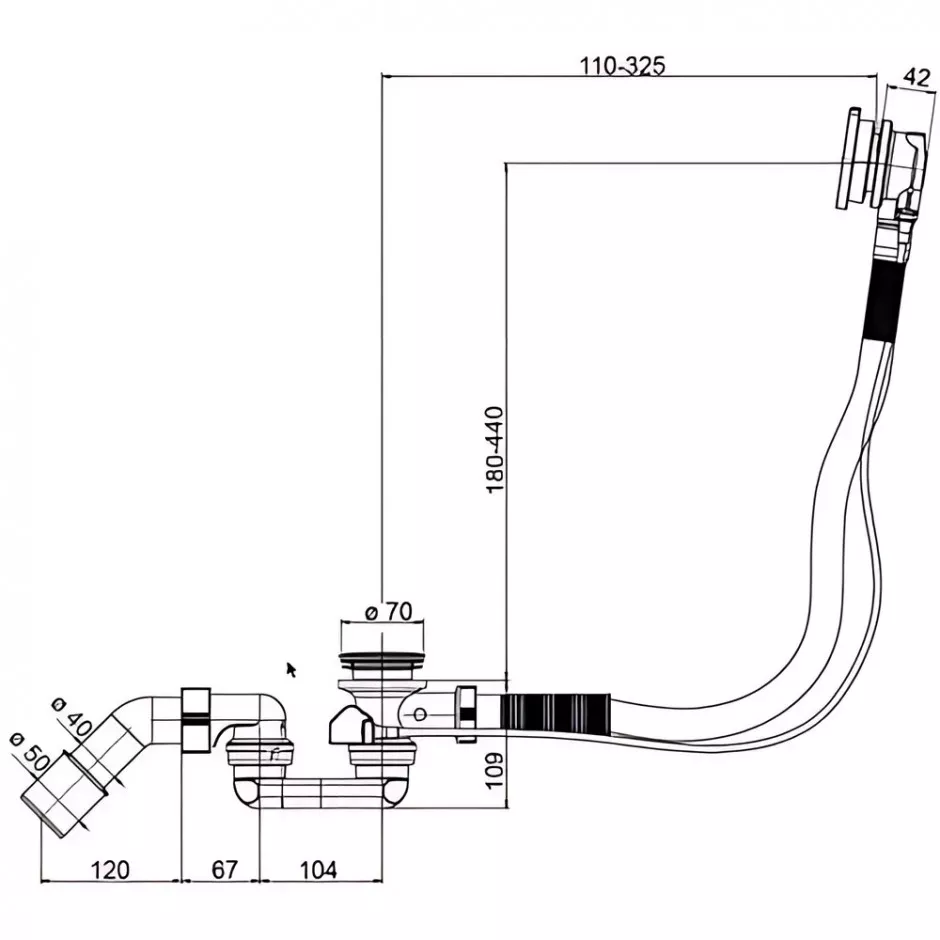 Evacuare cada Villeroy and Boch, preaplin, control ventil, crom, U90960461 [3]
