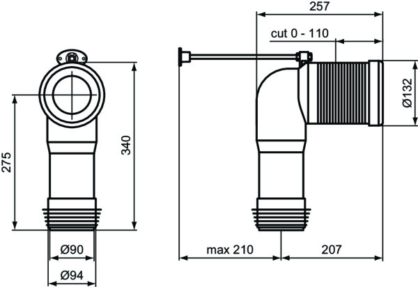 Evacuare vas WC Ideal Standard, verticala, ABS, alb, T002767 [3]