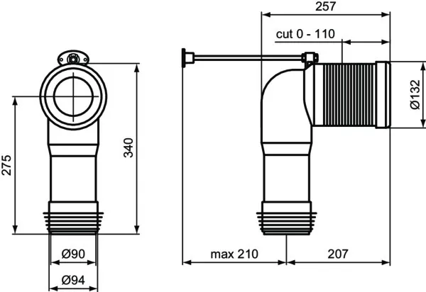 Evacuare vas WC Ideal Standard, verticala, ABS, alb, T002767 [3]