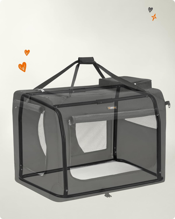 FEANDREA Geanta transport animale de companie, pliabila, din material textil, marime XXL, 102x69x69cm, negru [4]