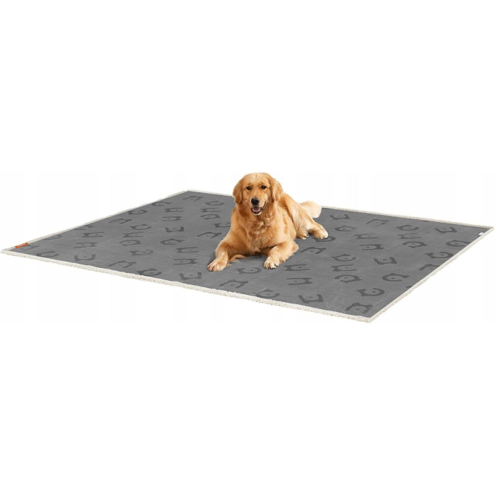 Patura impermeabila XXL pentru caini, fleece si flanel, fata dubla, 203x152 cm, gri [4]