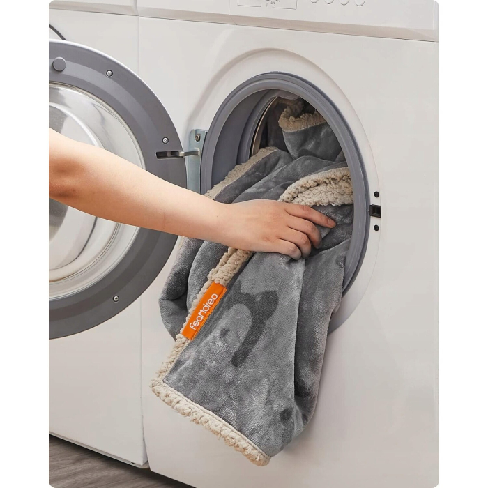 Patura impermeabila XXL pentru caini, fleece si flanel, fata dubla, 203x152 cm, gri [3]