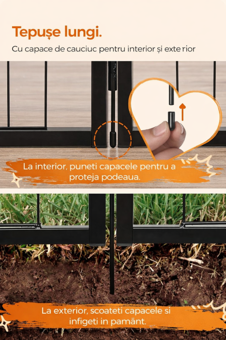 Tarc metalic pentru animale, 8 panouri modulare, utilizare interior sau exterior, 160x160x100 cm, negru [6]