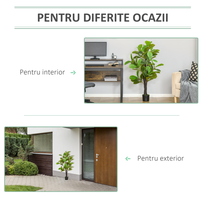  Ficus Artificial 130 cm de Interior si Exterior, Planta Artificiala cu efect Realist cu 78 de Frunze [5]