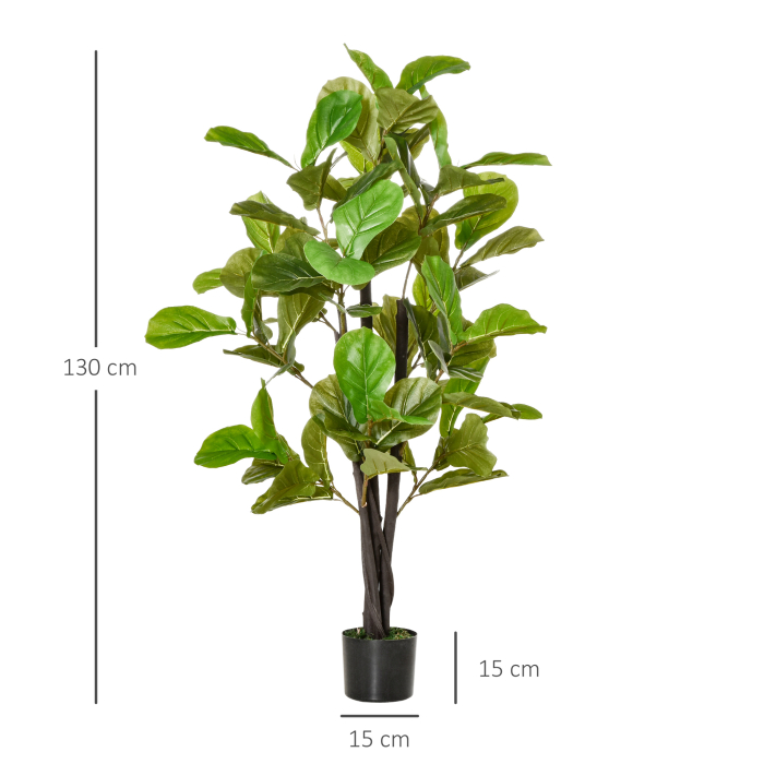  Ficus Artificial 130 cm de Interior si Exterior, Planta Artificiala cu efect Realist cu 78 de Frunze [3]