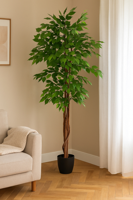 Ficus artificial Atmosphera in ghiveci decorativ, 185 cm, verde [4]