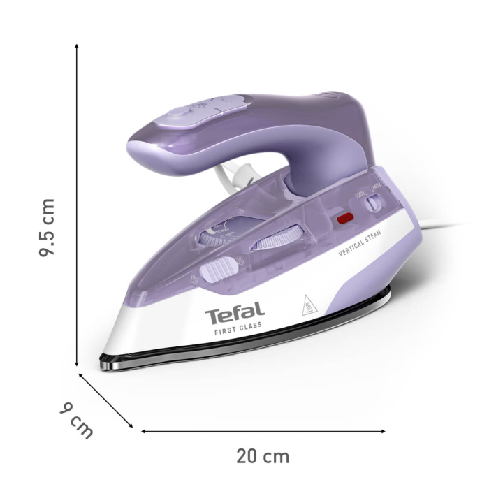 Fier de calcat cu abur portabil Tefal First Class DB1612E0, 1000 W, jet de abur 45 g/min, abur variabil 0-10 g/min, talpa Microsteam 200, maner pli [10]