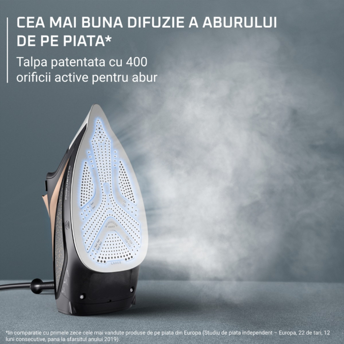 Fier de calcat cu abur Rowenta Eco Intelligence DW6341D1, 2500 W, jet de abur 190 g/min, abur variabil 0-45 g/min, rezervor apa 300 ml, talpa Microsteam 400 HD 3De Laser, functie antipicurare, abur ve [3]