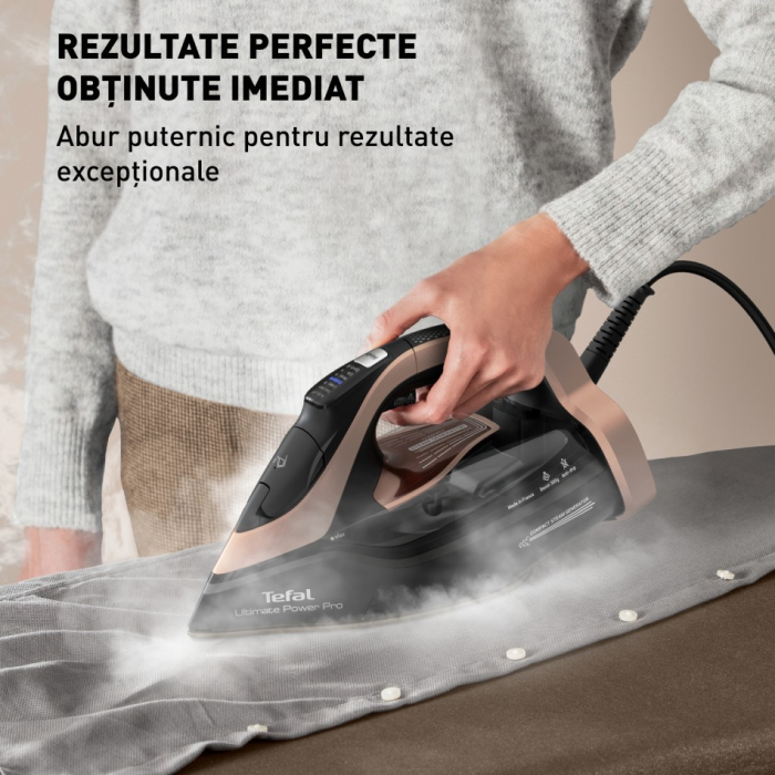 Fier de calcat cu abur Tefal Ultimate Power Pro FV9E50E0, 3200W, jet de abur 300 g/min, abur variabil 0-85 g/min, panou comanda LED, oprire automata [4]