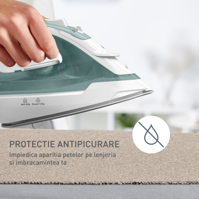 Fier de calcat cu abur Tefal Virtuo FV2C42E0, 2000W, jet abur 120g/min, abur variabil 0-27 g/min, rezervor apa 240 ml, talpa ceramica, sistem anti [3]