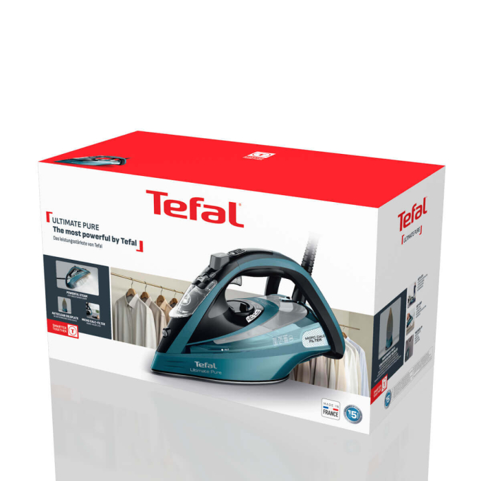 Fier de calcat cu aburi Tefal Ultimate Pure FV9851E0, 3200W, jet de abur 300 g/min, abur variabil 60 g/min, rezervor apa 350 ml, talpa Durilium Air [10]