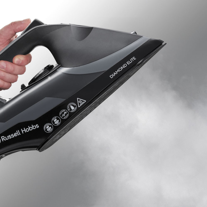 Fier de calcat Russell Hobbs Diamond Elite, talpa diamant, abur puternic, jet abur 220g, rezervor 350ml, alb [6]