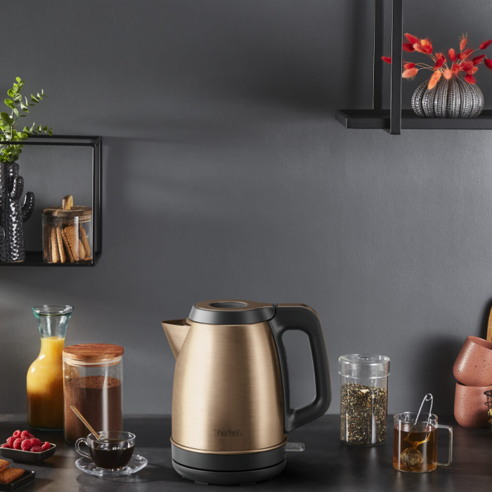 Fierbator apa Tefal Coppertinto KI280G10, 2400W, 1.7L, filtru anticalcar, inox, indicator nivel apa, baza rotativa 360°, negru & maro [4]