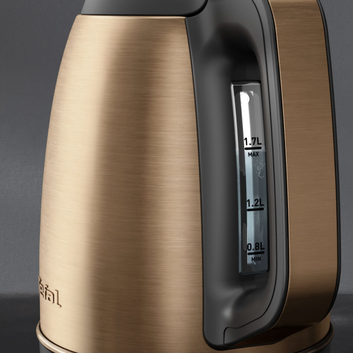 Fierbator apa Tefal Coppertinto KI280G10, 2400W, 1.7L, filtru anticalcar, inox, indicator nivel apa, baza rotativa 360°, negru & maro [8]