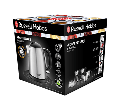 Fierbator compact Russell Hobbs Adventure, 1L, 2200W, design compact, filtru calcar, indicator nivel apa, inox periat [3]