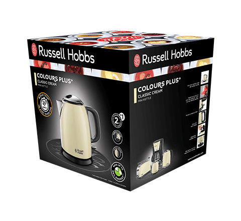 Fierbator compact Russell Hobbs Colours Plus+, 1L, 2200W, filtru calcar detasabil, indicator nivel apa, crem [4]