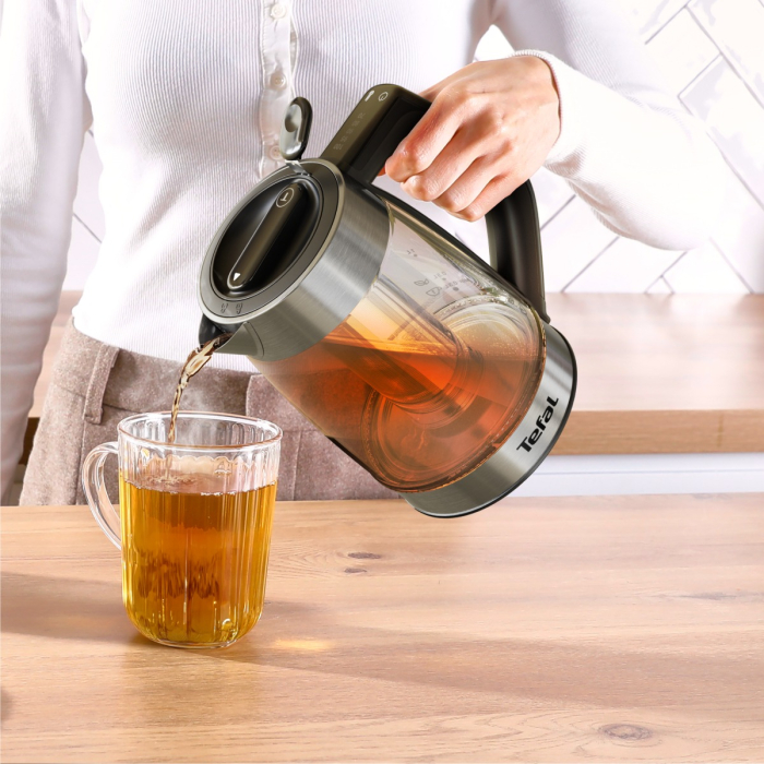 Fierbator de apa Tefal Element BJ760DE0, 2200 W, 1.7 L, 5 trepte temperatura, indicator luminos temperatura, infuzor pentru ceai, baza rotativa, argin [5]