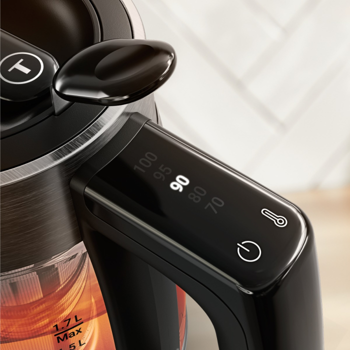 Fierbator de apa Tefal Element BJ760DE0, 2200 W, 1.7 L, 5 trepte temperatura, indicator luminos temperatura, infuzor pentru ceai, baza rotativa, argin [6]