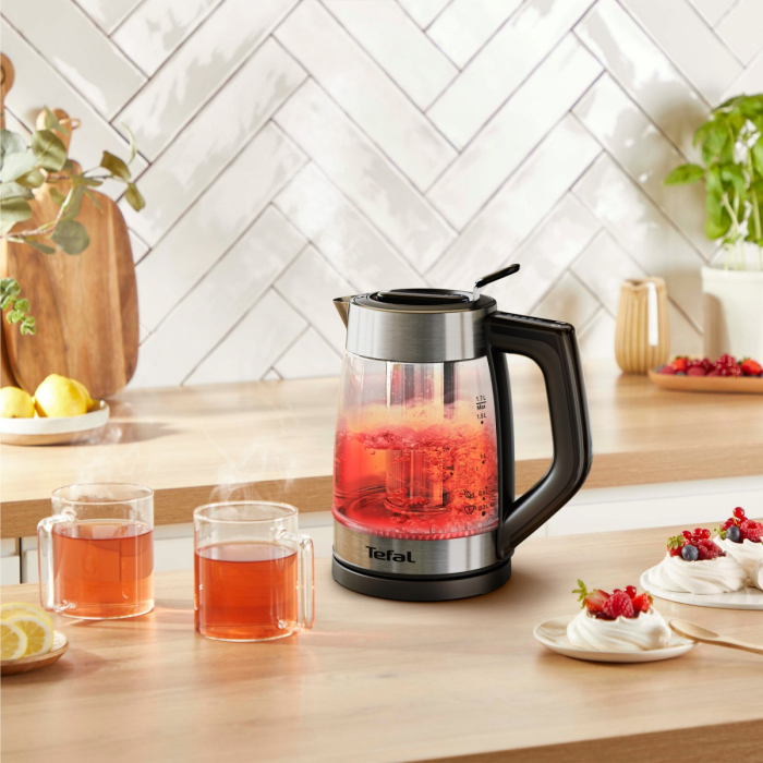 Fierbator de apa Tefal Element BJ760DE0, 2200 W, 1.7 L, 5 trepte temperatura, indicator luminos temperatura, infuzor pentru ceai, baza rotativa, argin [9]