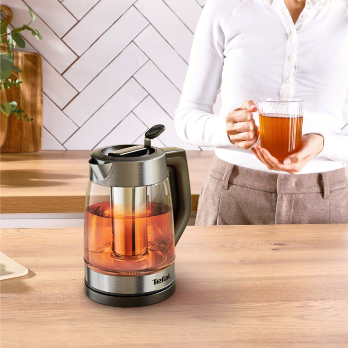 Fierbator de apa Tefal Element BJ760DE0, 2200 W, 1.7 L, 5 trepte temperatura, indicator luminos temperatura, infuzor pentru ceai, baza rotativa, argin [4]