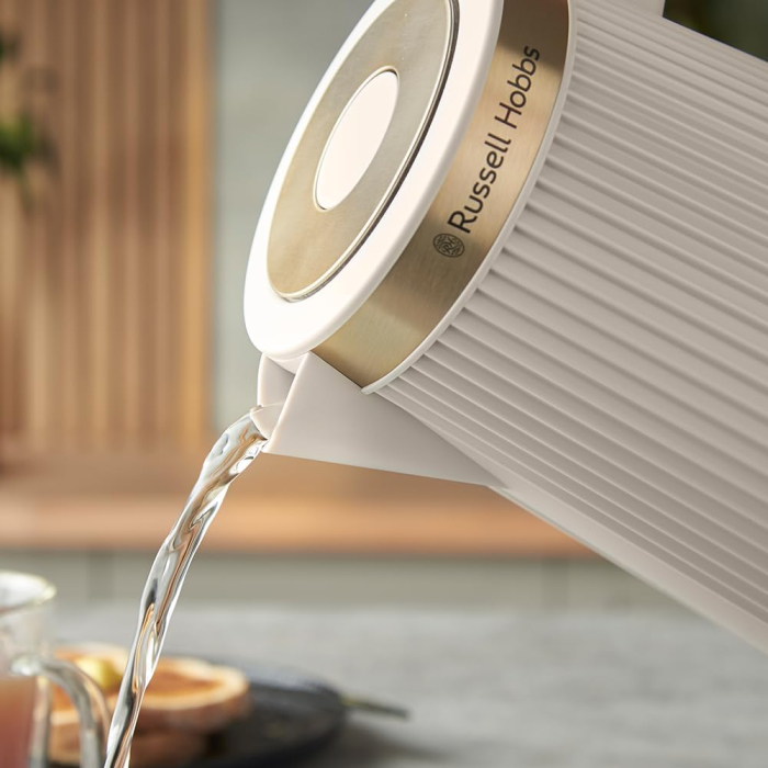 Fierbator electric Russell Hobbs 26751-70 Bronte, 1.7L, 3000W, design fluted mat, iluminare interna, accenturi aurii, Stone [3]