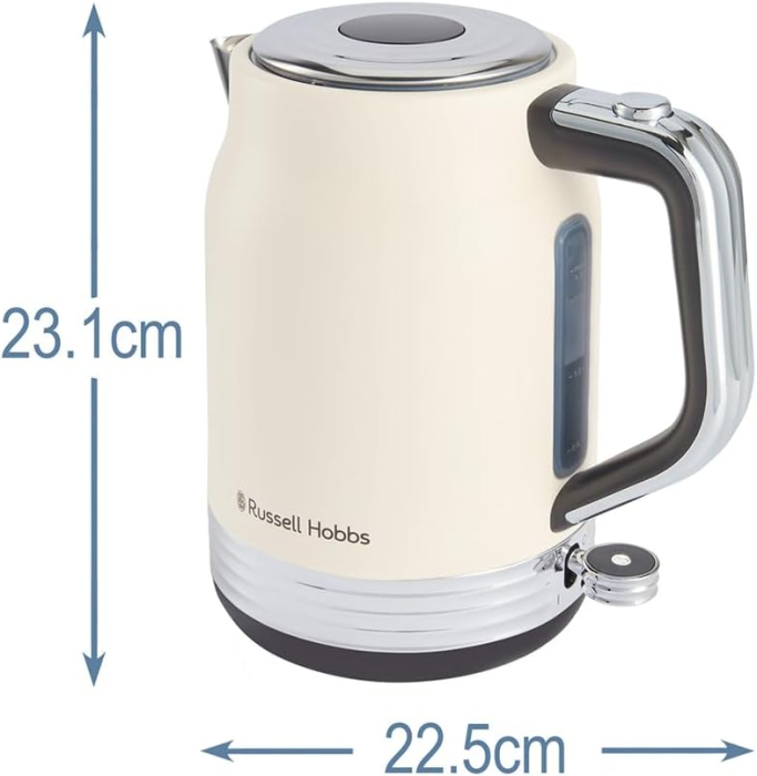 Fierbator electric Russell Hobbs 28640-70 Hanley Jasmine, 1.7L, 2400W, design vintage, becul de deschidere, depozitare cablu, Jasmine Crem [8]