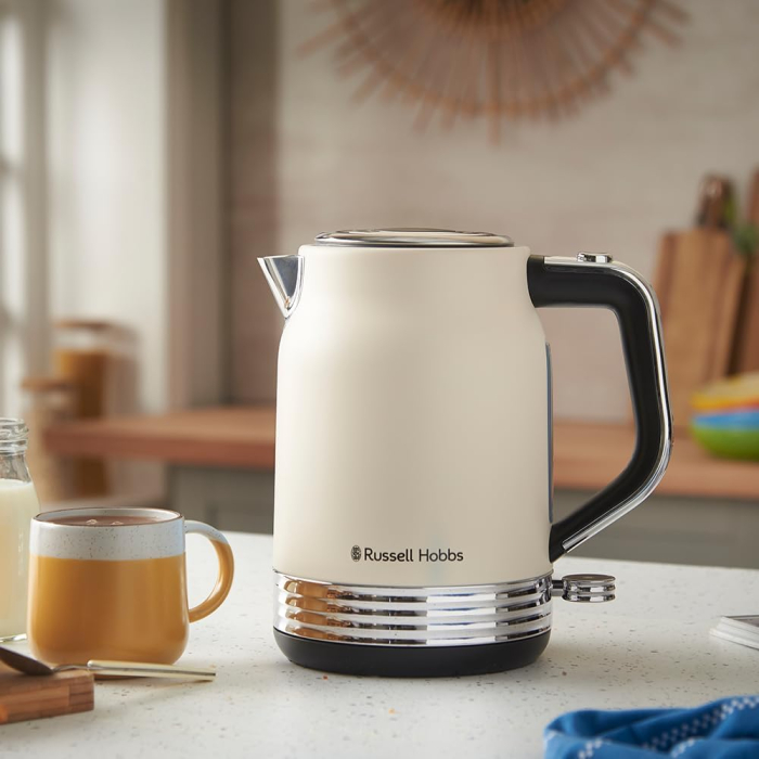Fierbator electric Russell Hobbs 28640-70 Hanley Jasmine, 1.7L, 2400W, design vintage, becul de deschidere, depozitare cablu, Jasmine Crem [2]