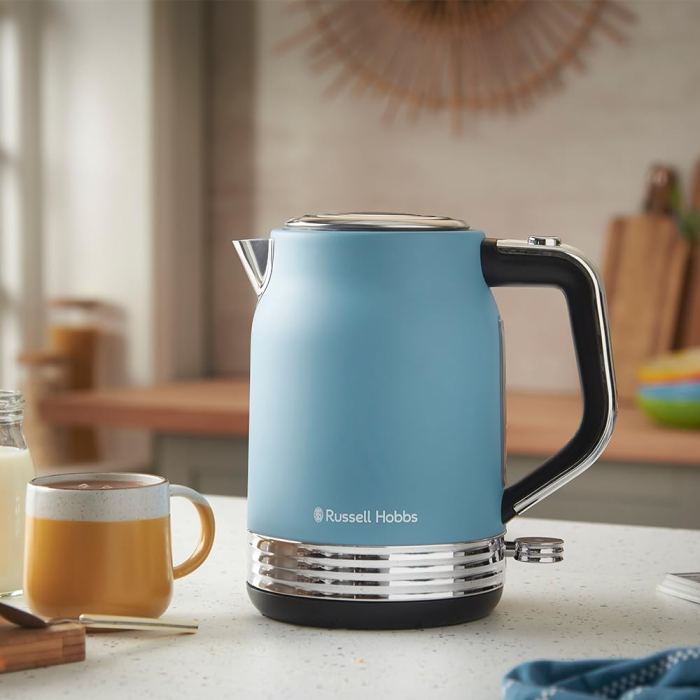 Fierbator electric Russell Hobbs 28641-70 Hanley, 1.7L, 2400W, design retro, filtru anticalcar, depozitare cablu, Albastru Retro [2]