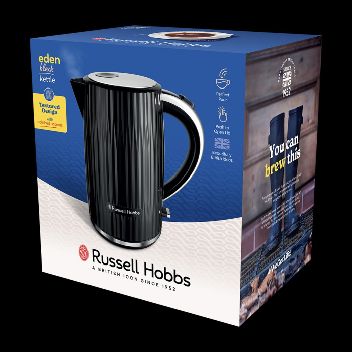 Fierbator Russell Hobbs Eden, 1.7L, 2400W, design modern, filtru calcar, indicator nivel apa, negru [4]