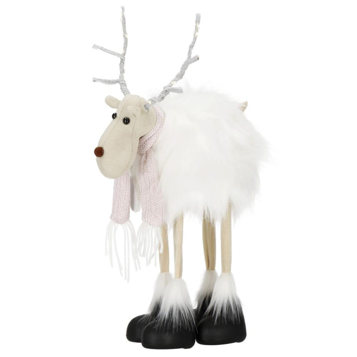 Figurina Craciun, Ren alb cu fular, inaltime 48cm [14]