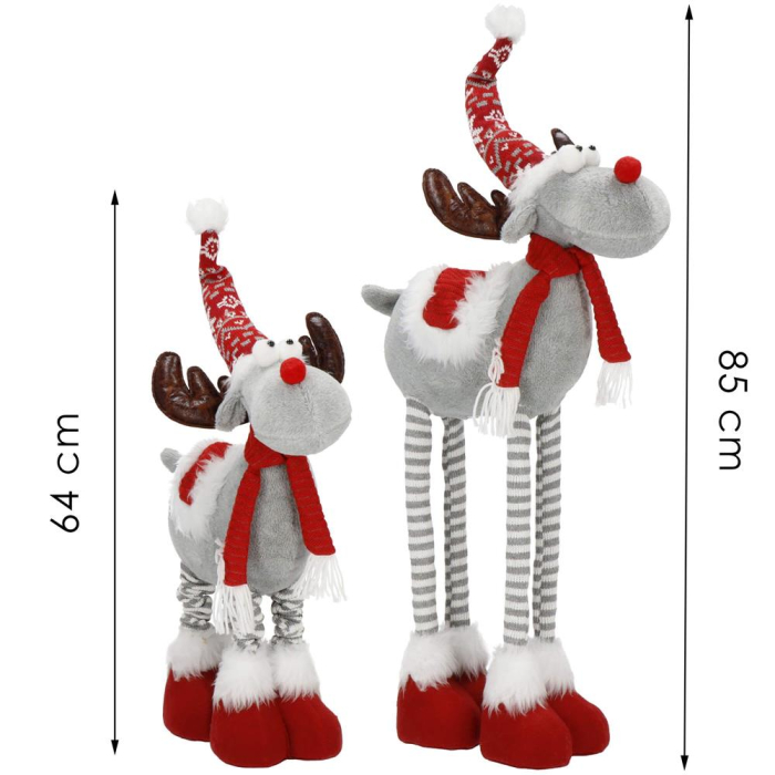 Figurina Craciun, Ren, picioare telescopice, iluminare LED, inaltime reglabila 64-85cm [17]