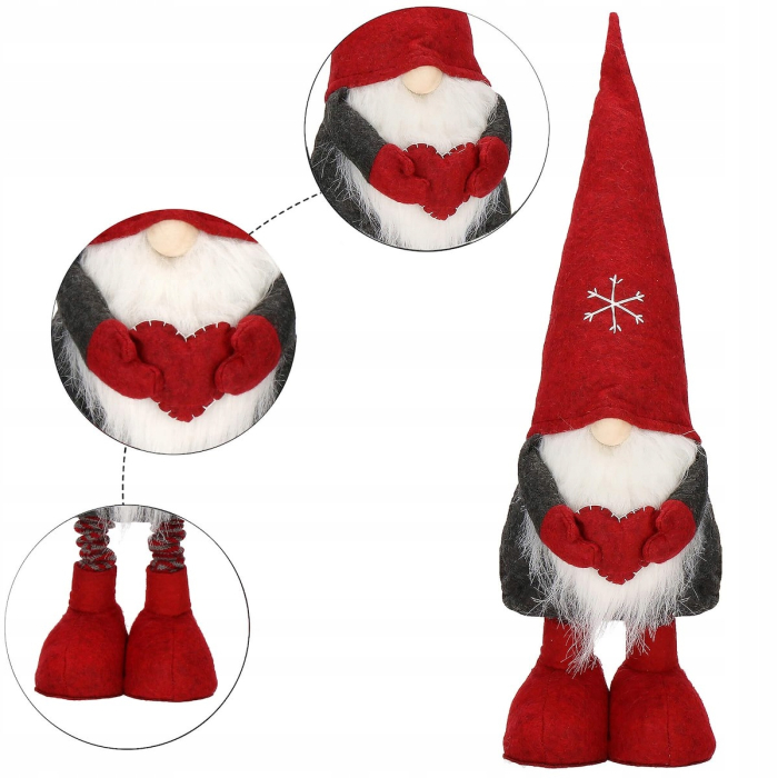 Figurina decorativa de Craciun, Gnom, picioare telescopice, inaltime extensibila 50-70cm [10]