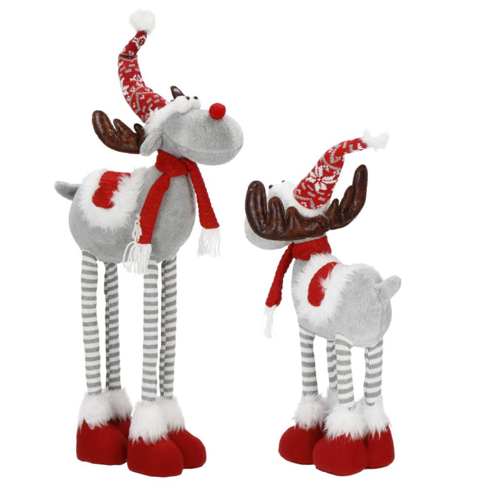 Figurina decorativa de Craciun, Ren, picioare telescopice, iluminare LED, inaltime reglabila 64-85cm [19]
