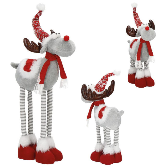 Figurina decorativa de Craciun, Ren, picioare telescopice, iluminare LED, inaltime reglabila 64-85cm [10]