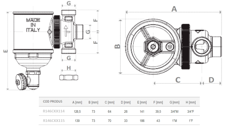 Separator magnetic de impuritati Giacomini R146CKX115, orientabil, 1", pentru instalatii de incalzire si racire [2]